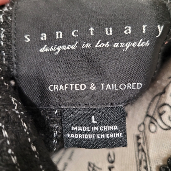 Sanctuary Wool blend Blazer Jacket Women's SZ M black white plaid‎ trendy cut - Picture 2 of 9